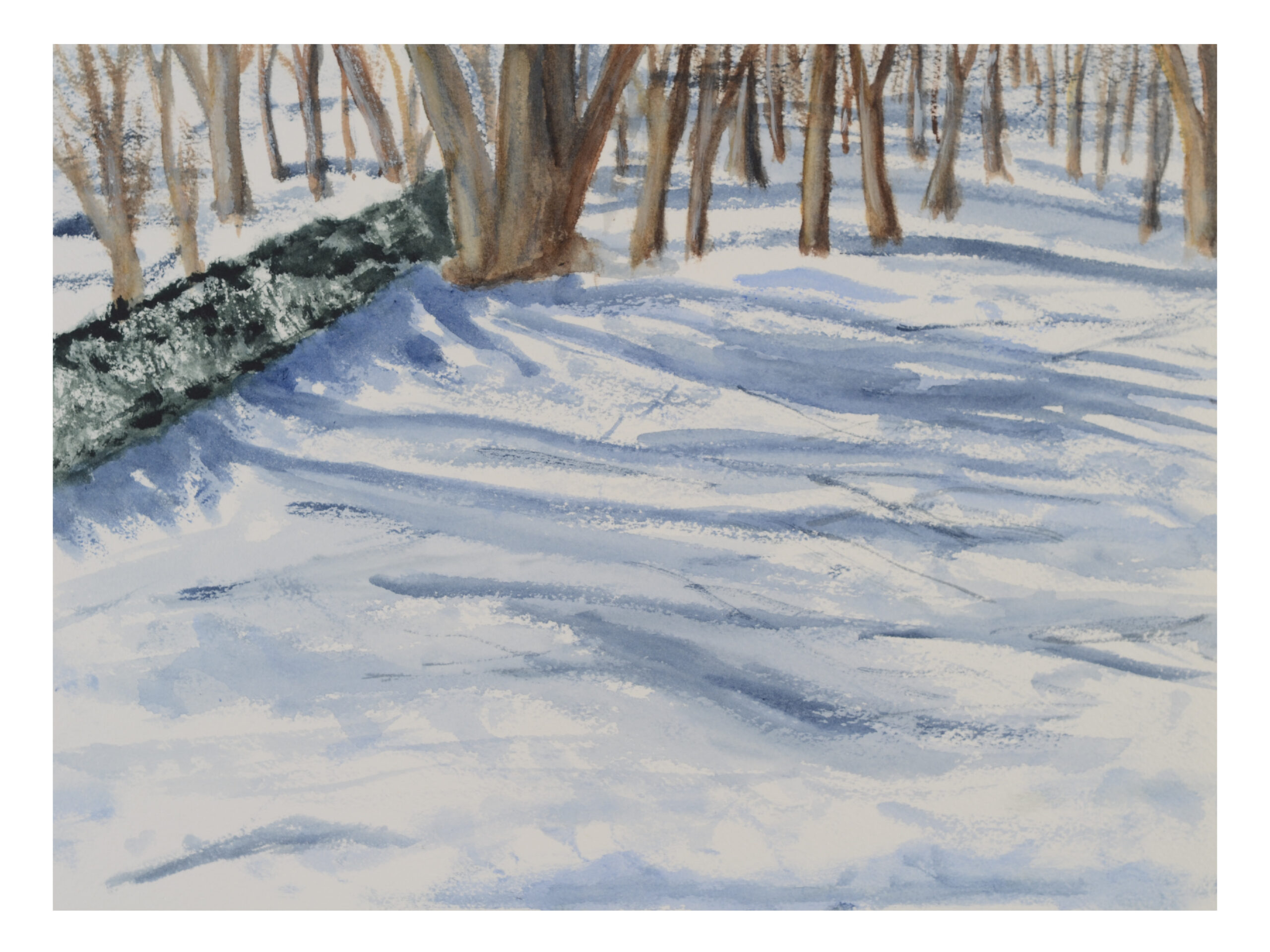 Shadows-On-The-Snow-In-The-Garden_watercolor_9x11_March-2021-scaled